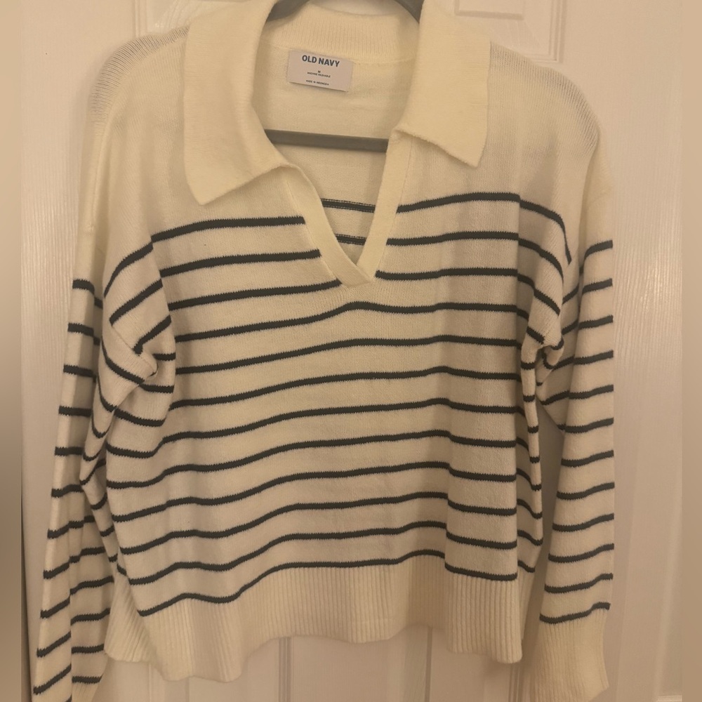 NWOT Old Navy collared striped sweater, size medium